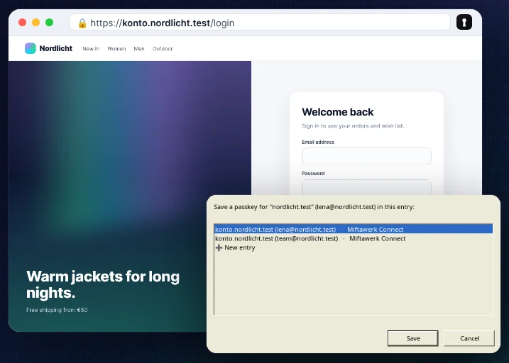 KeePass dialog for saving a passkey
