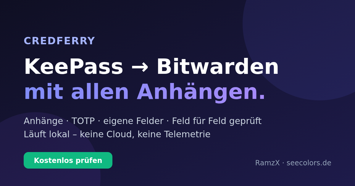 CredFerry MSP – KeePass zu Bitwarden